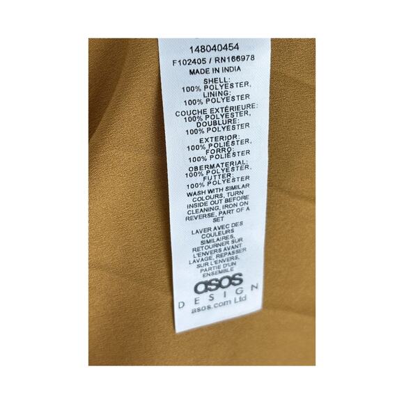 ASOS Ruched Bust Long Sleeve Maxi Dress Womens Size 14 Orange Abstract New - Picture 13 of 16